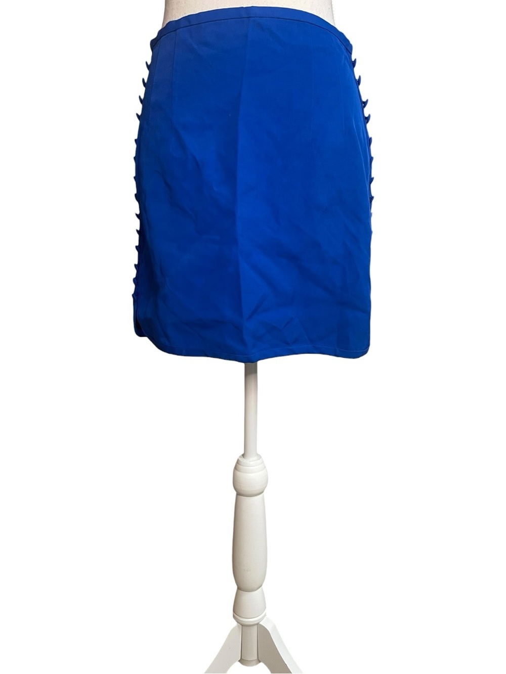 Zara Satin Effect Buttoned Mini Skirt Royal Blue